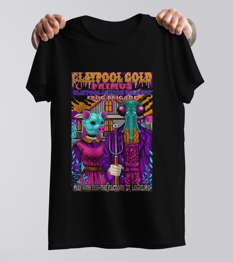 Claypool Cold Primus Claypool Lennon Delirium Frog Brigade May 30th 2026 The Factory St. Louis Mo T-Shirt