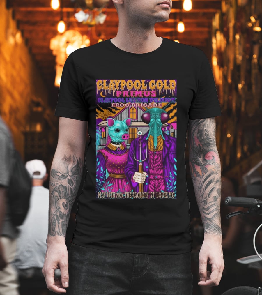 Claypool Cold Primus Claypool Lennon Delirium Frog Brigade May 30th 2026 The Factory St. Louis Mo T-Shirt
