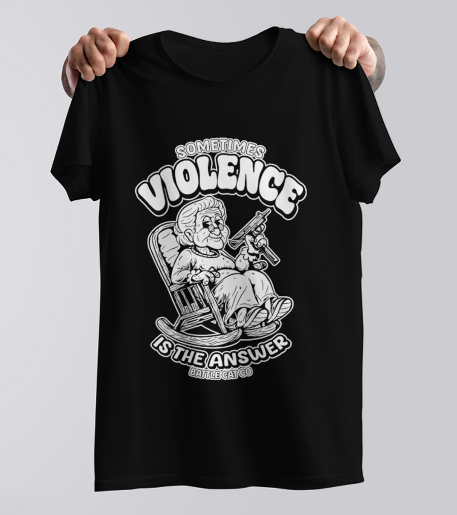 Grandma Sometimes Violence Is The Answer Retro Funny Guns T-Shirt