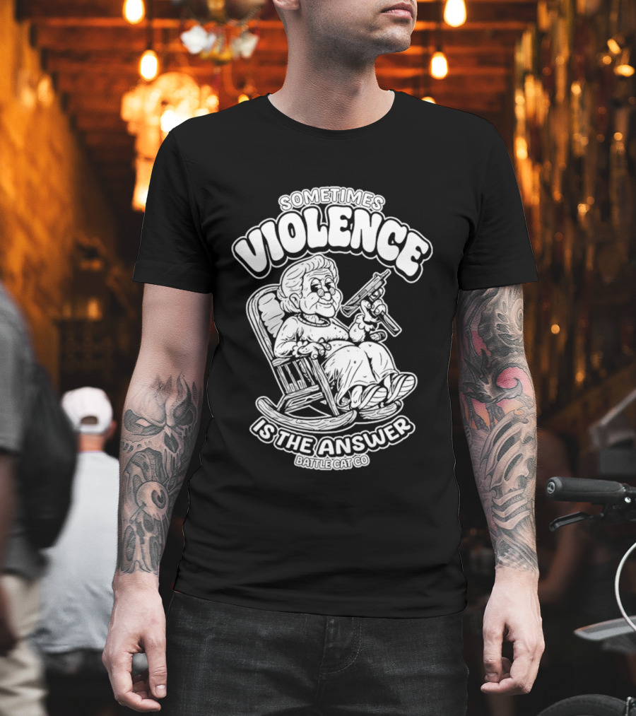 Grandma Sometimes Violence Is The Answer Retro Funny Guns T-Shirt