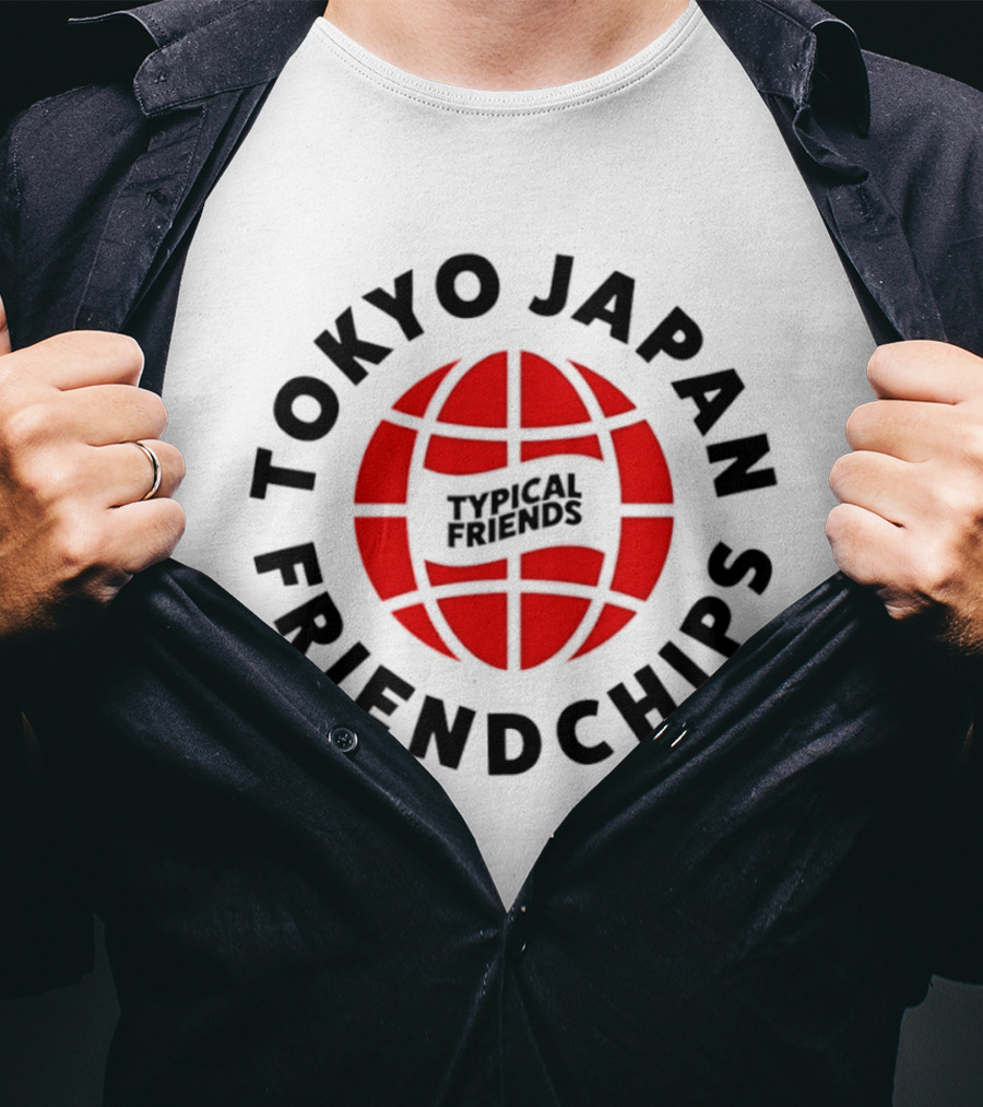 Tokyo Japan Friendchips Typical Friends Red Globe T-Shirt
