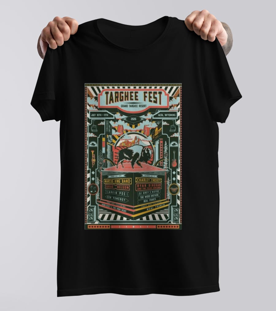 Targhee Fest 2026 Grand Targhee Resort Alta Wyoming Marcus King Band Charley Crockett Ryan Bingham T-Shirt