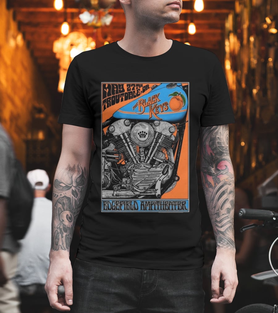 May 27 Troutdale OR The Black Keys Motorcycle Edgefield Amphitheater T-Shirt