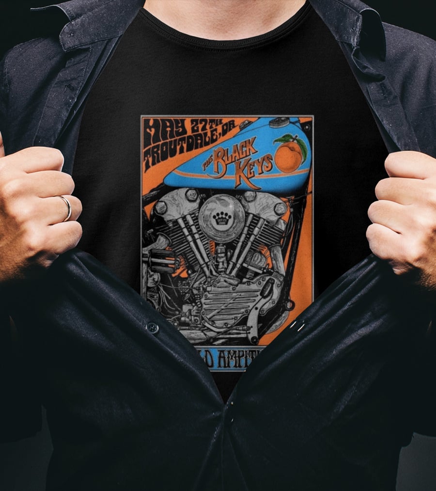 May 27 Troutdale OR The Black Keys Motorcycle Edgefield Amphitheater T-Shirt