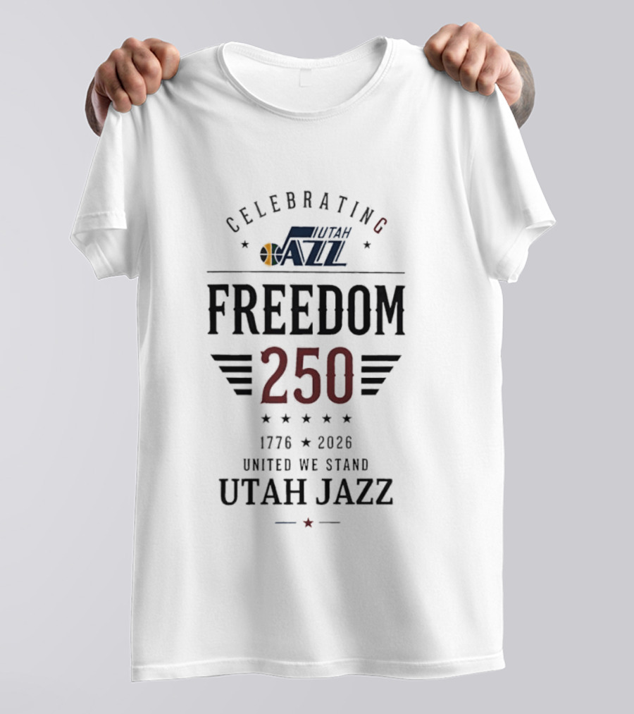 Celebrating 250 Years Freedom 1776 2026 United We Stand Utah Jazz T-Shirt