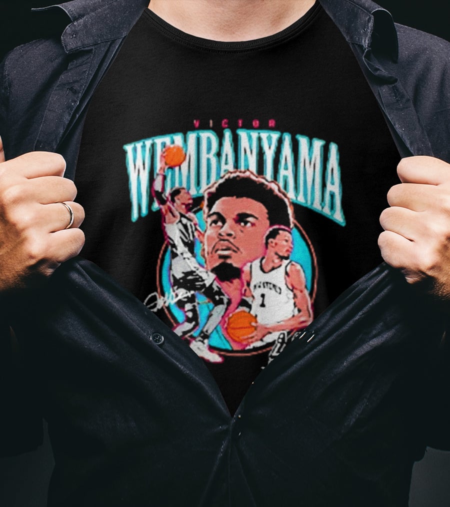 Victor Wembanyama San Antonio Spurs NBA Basketball Player Action Collage T-Shirt