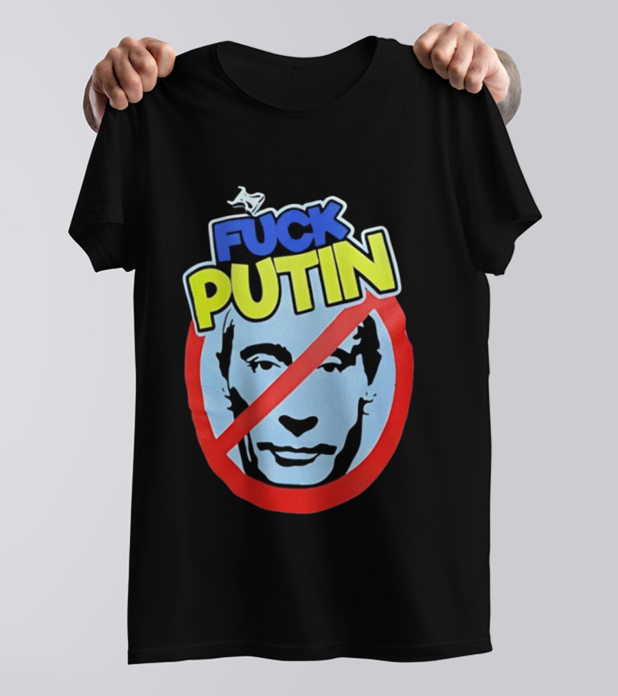 FUCK PUTIN Red Circle Icon With Blue And Yellow T-Shirt