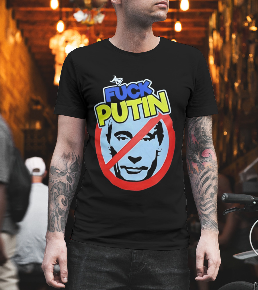 FUCK PUTIN Red Circle Icon With Blue And Yellow T-Shirt