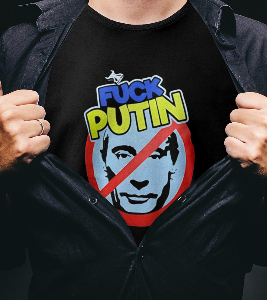 FUCK PUTIN Red Circle Icon With Blue And Yellow T-Shirt