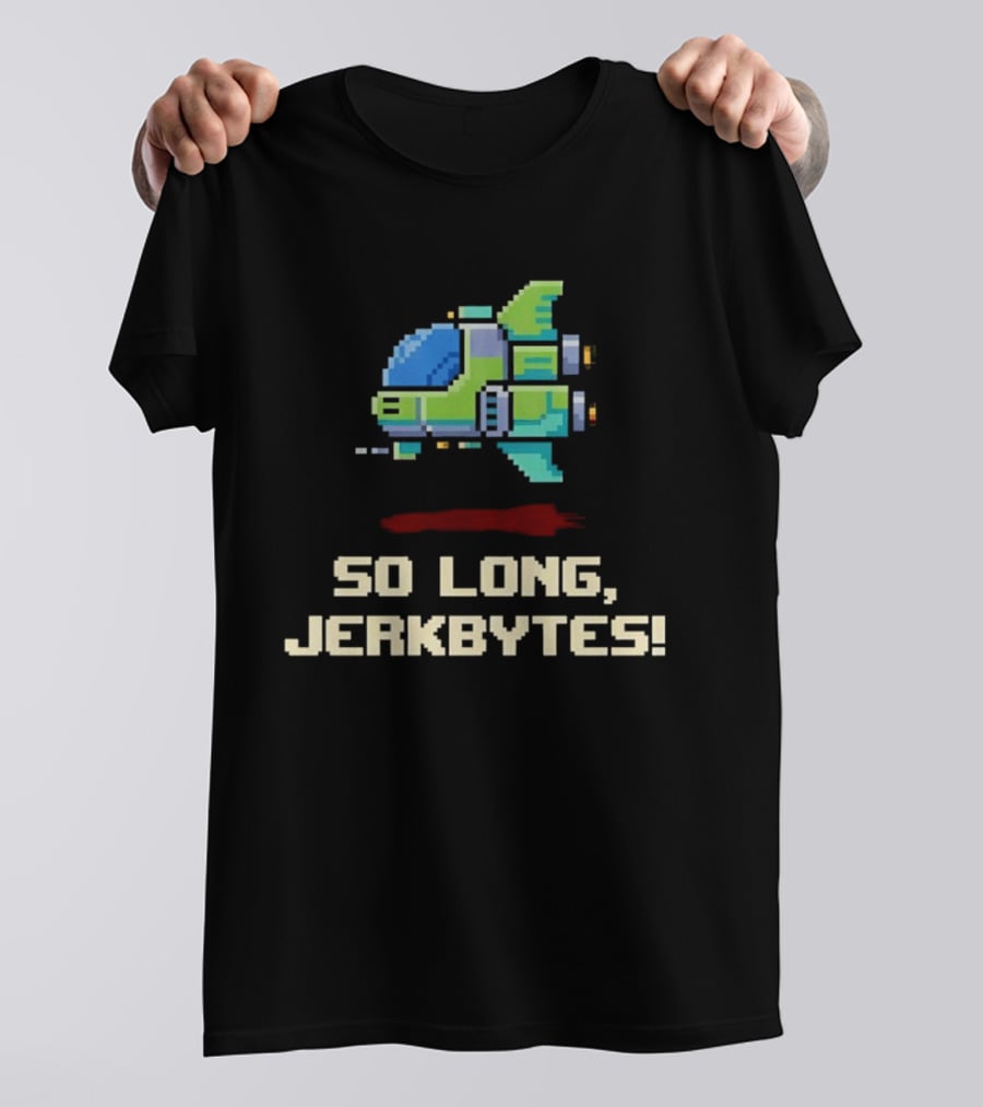 Pixel Spaceship So Long Jerkbytes Retro Sci Fi 8 Bit T-Shirt