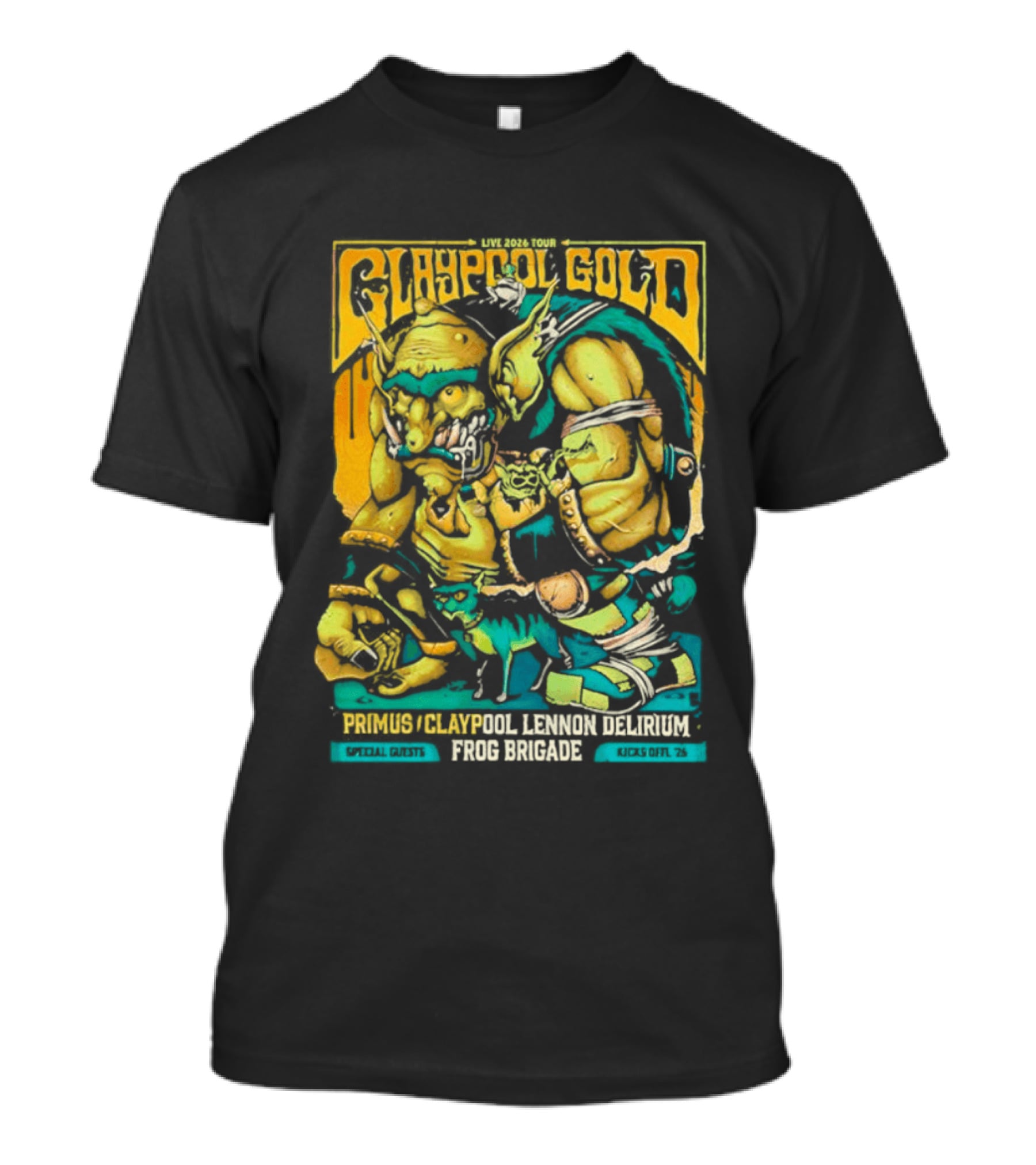 Primus Claypool Lennon Delirium Frog Brigade Crypto Gold Monster T-Shirt