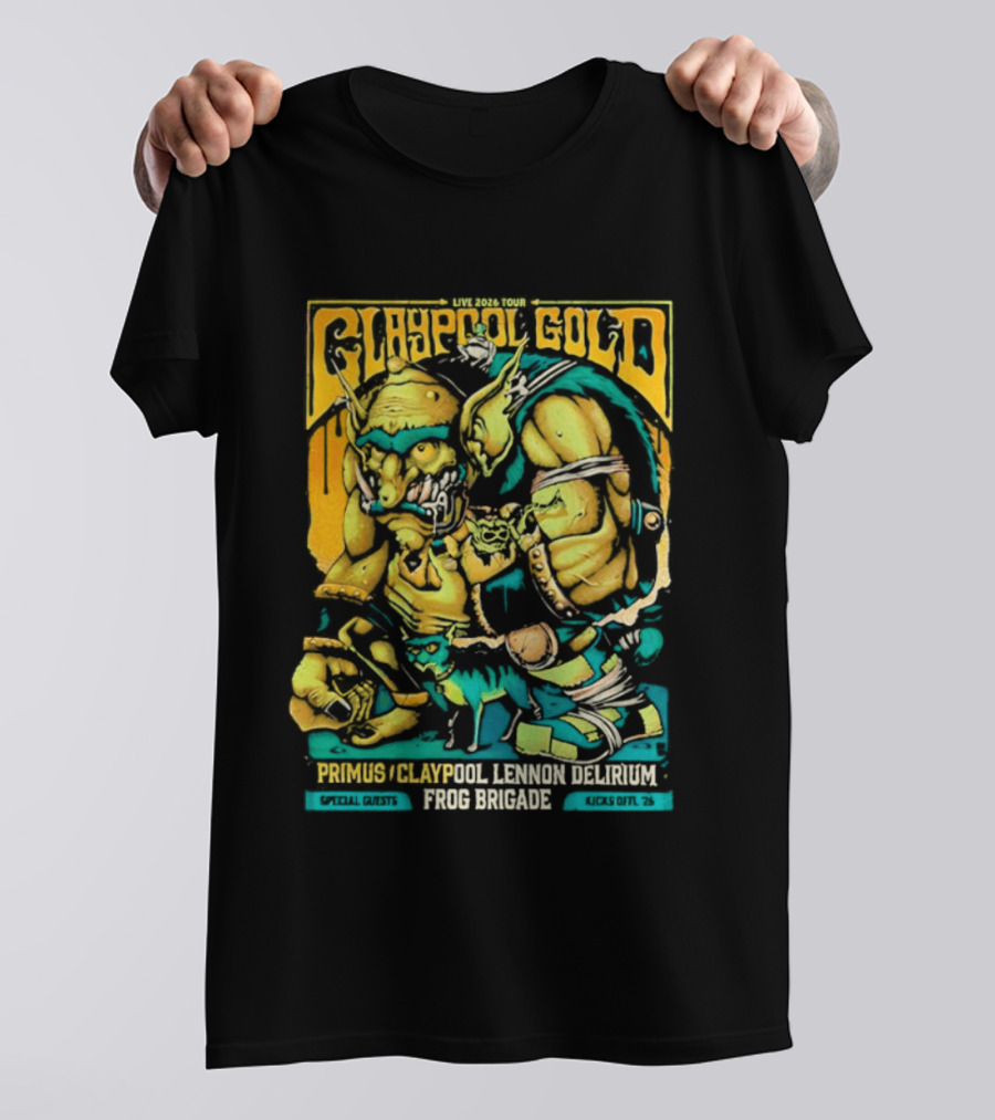 Primus Claypool Lennon Delirium Frog Brigade Crypto Gold Monster T-Shirt