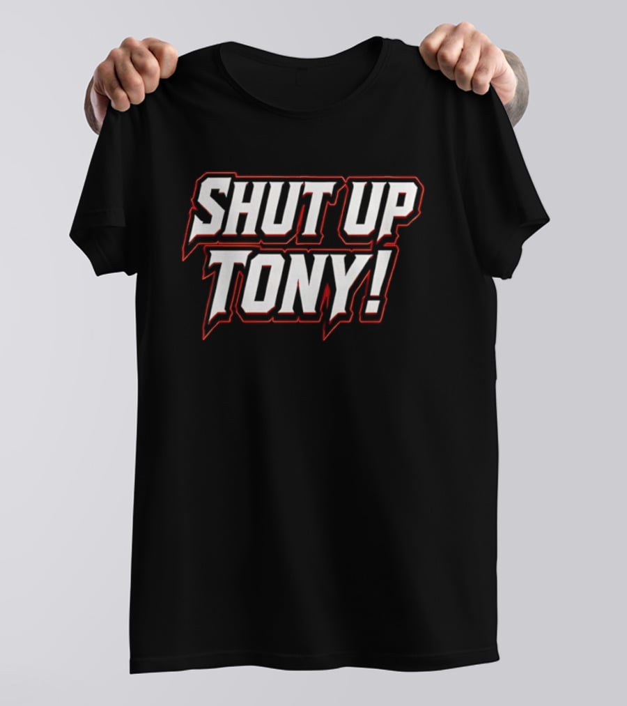 SHUT UP TONY! Bold White Red Comic Book Font T-Shirt