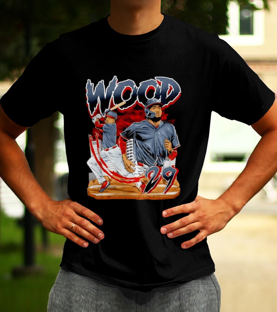Wood 29 Washington Baseball Player Action T-Shirt