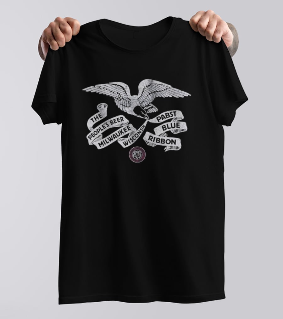 The People's Beer Milwaukee Wisconsin Pabst Blue Ribbon Eagle Banner T-Shirt
