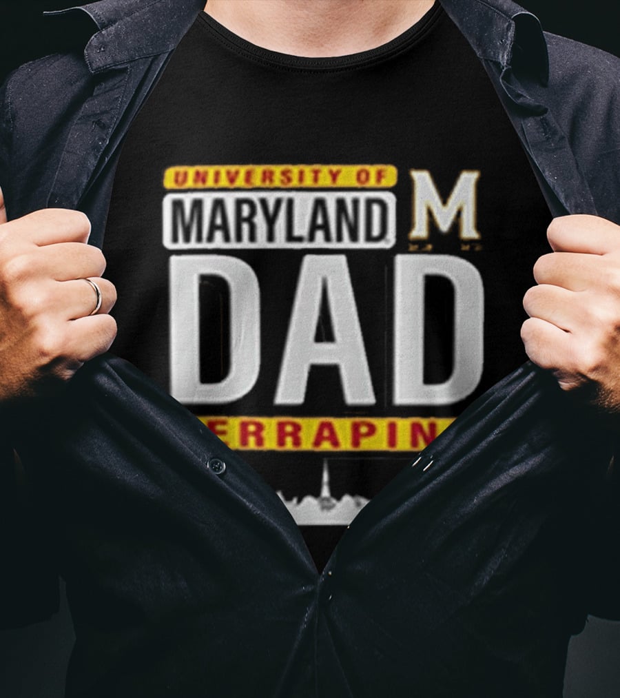 University Of Maryland Terrapins Dad With State Outline And Script T-Shirt