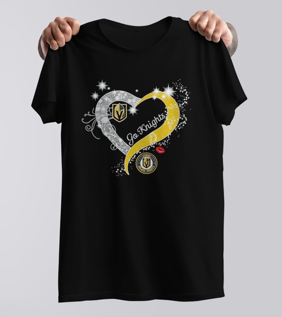 Vegas Golden Knights NHL Heart Emblem Go Knights T-Shirt