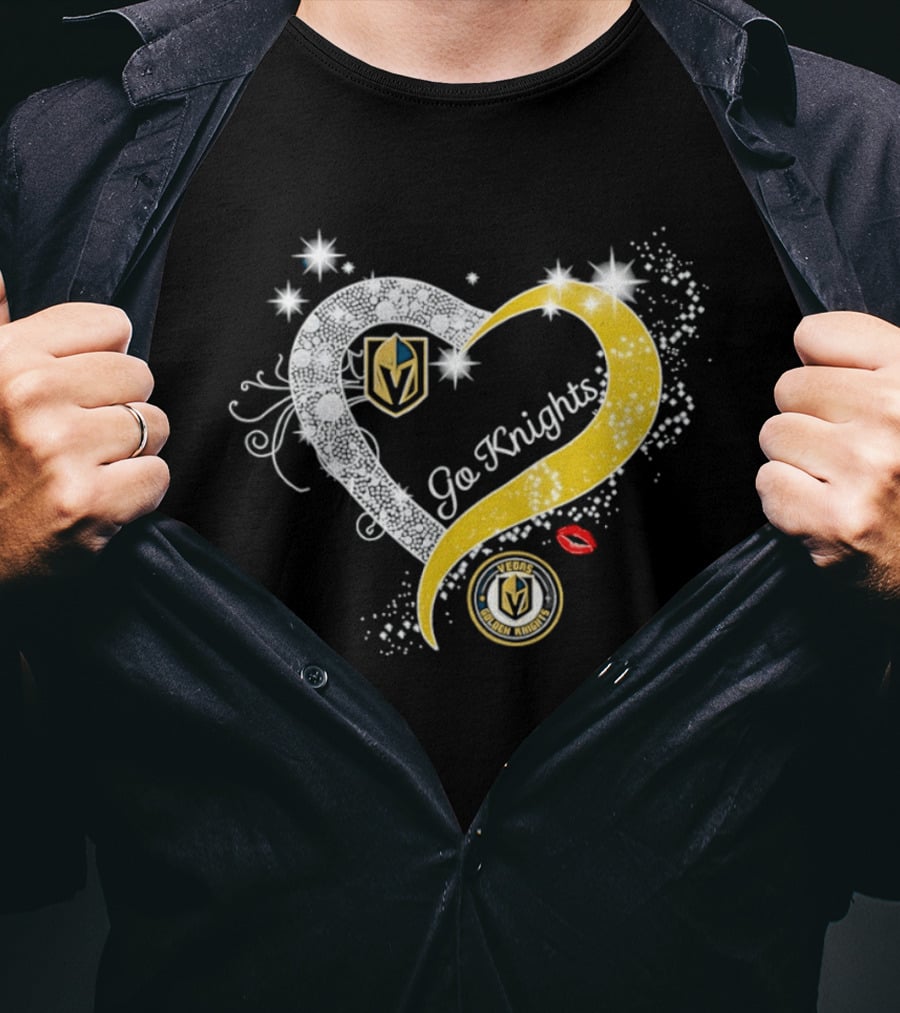Vegas Golden Knights NHL Heart Emblem Go Knights T-Shirt