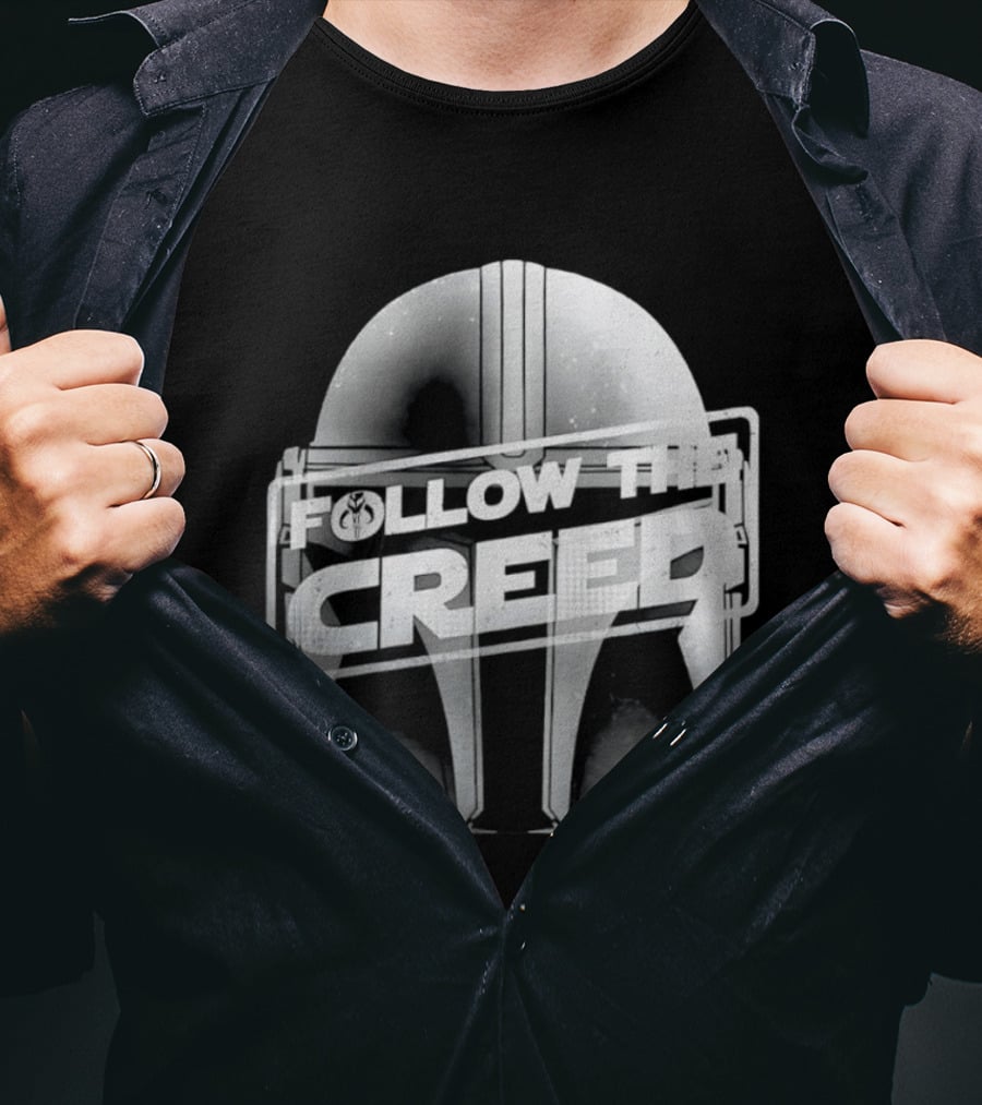Mandalorian Helmet Follow The Creed Star Wars T-Shirt