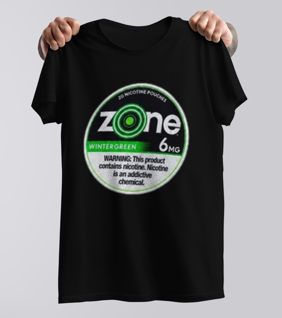 20 Nicotine Pouches Zone Wintergreen 6mg Warning Contains Nicotine T-Shirt
