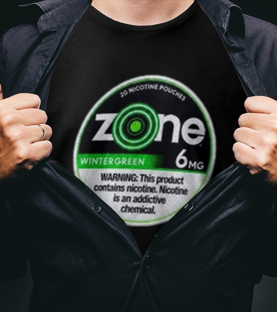 20 Nicotine Pouches Zone Wintergreen 6mg Warning Contains Nicotine T-Shirt
