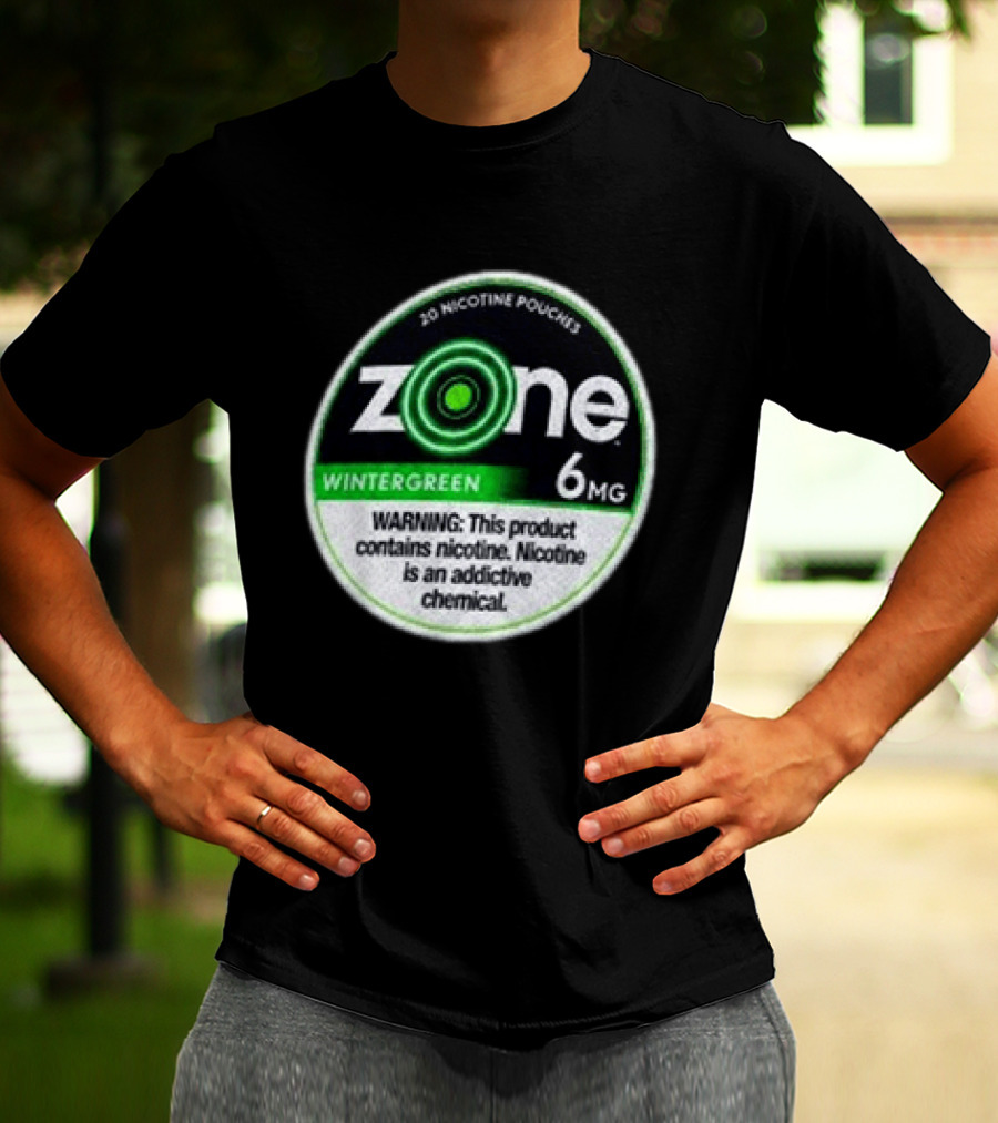 20 Nicotine Pouches Zone Wintergreen 6mg Warning Contains Nicotine T-Shirt