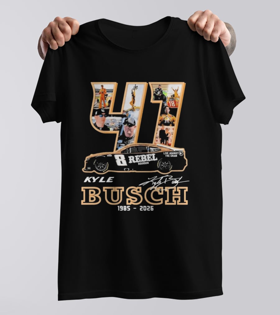 41 Kyle Busch 1985 2026 Rebel Bourbon Live Against The Grain T-Shirt