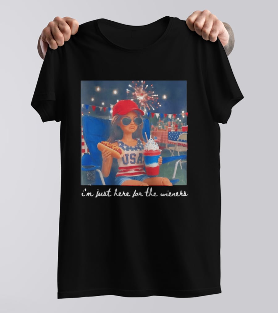 USA Barbie Doll I'm Just Here For The Wieners 4th Of July Celebration 2026 T-Shirt