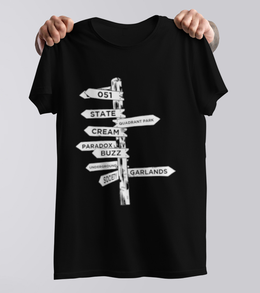 Music Matters Clubland 051 State Quadrant Park Cream Para Dox Buzz Underground Society Garlands T-Shirt