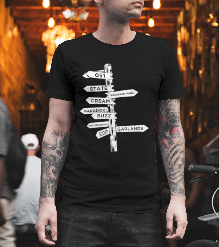 Music Matters Clubland 051 State Quadrant Park Cream Para Dox Buzz Underground Society Garlands T-Shirt