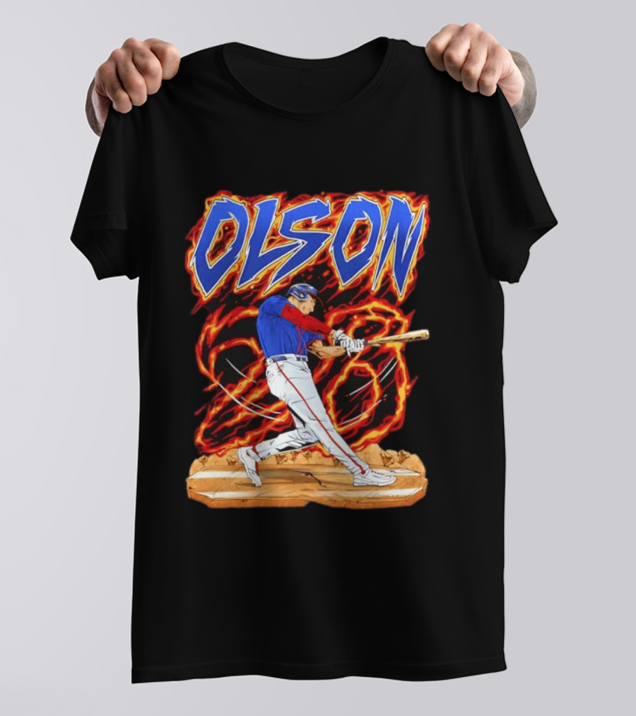Olson Baseball Player Batting With Intense Flame T-Shirt