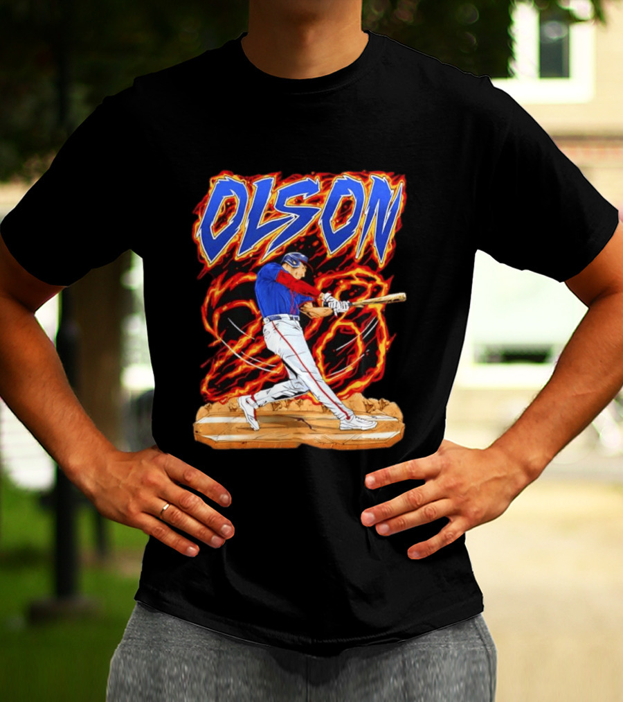 Olson Baseball Player Batting With Intense Flame T-Shirt