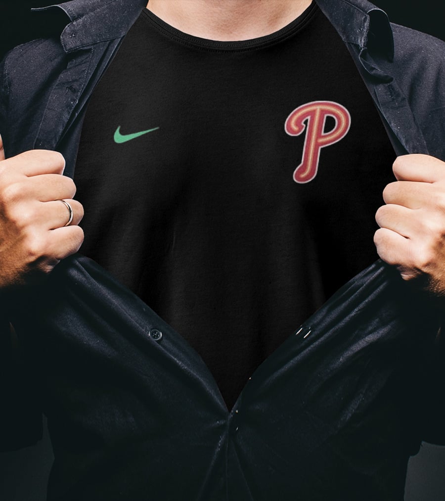 Philadelphia Phillies Nike P Logo Ring The Bell 2 Sided T-Shirt