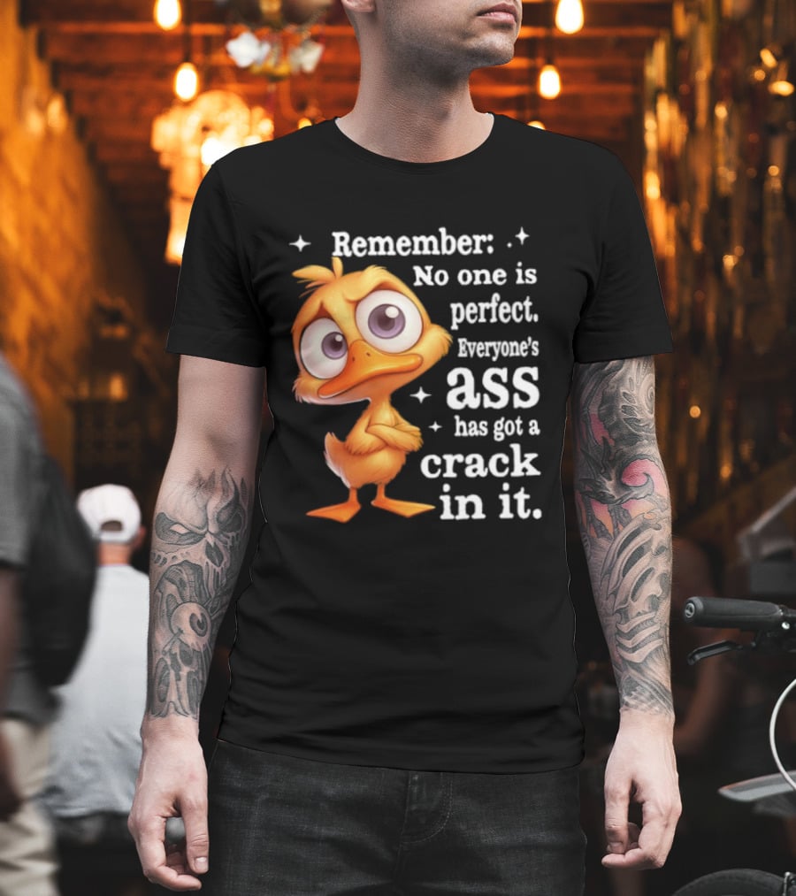 Remember No One Is Perfect Funny Duck Everyone's Ass Has Got A Crack In It T-Shirt