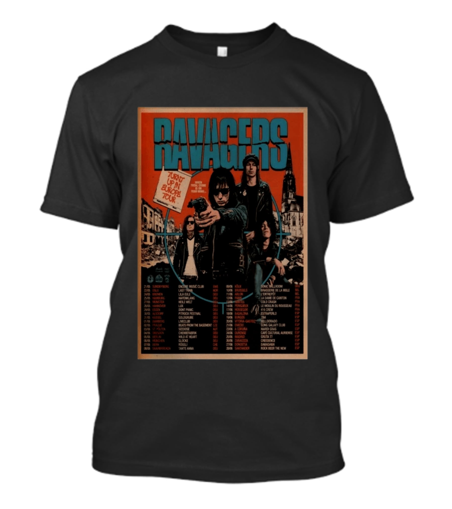 RAVAGERS Turnt Up In Europe 2026 Tour Dates And Cities T-Shirt