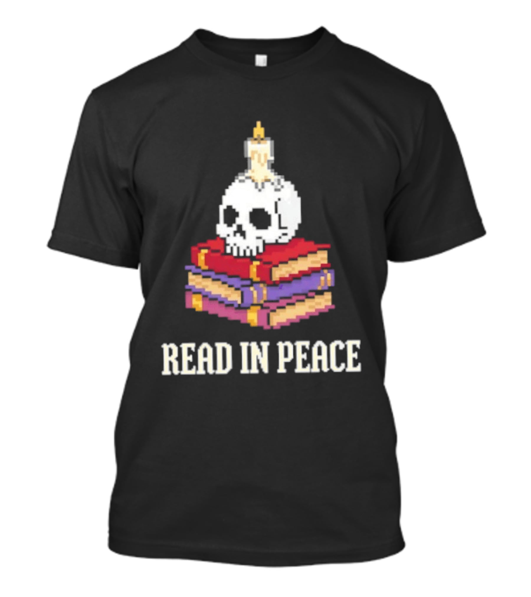 Skull Candle Stack Of Books Read In Peace T-Shirt