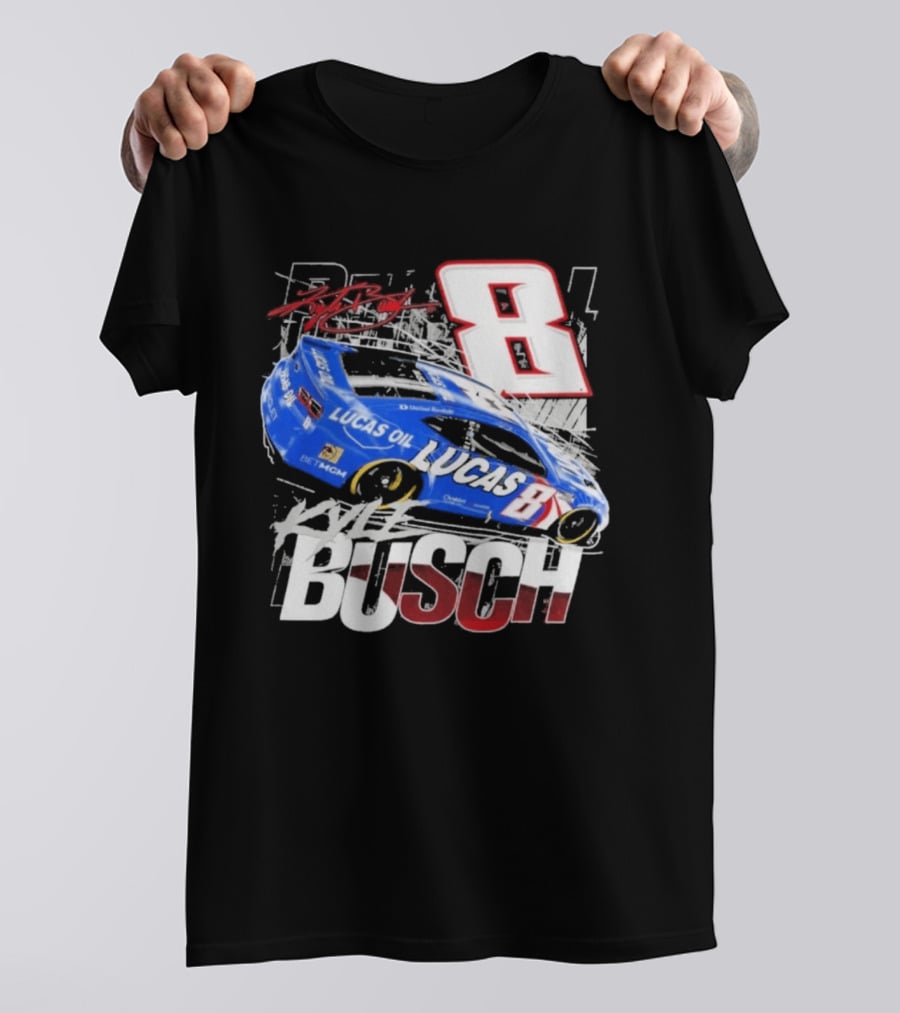 Kyle Busch Lucas Oil #8 Racing Car Red 2 Spot T-Shirt