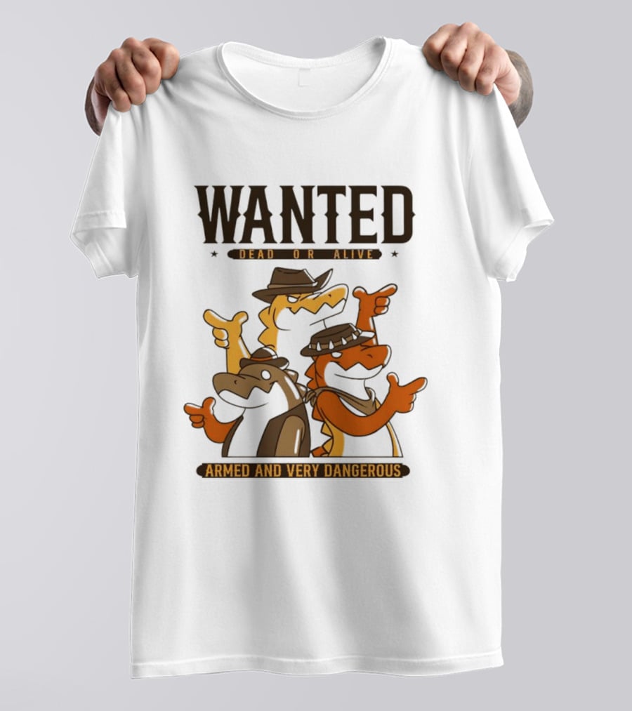 Wanted Dead Or Alive Alligator Cowboy Trio Armed And Very Dangerous T-Shirt
