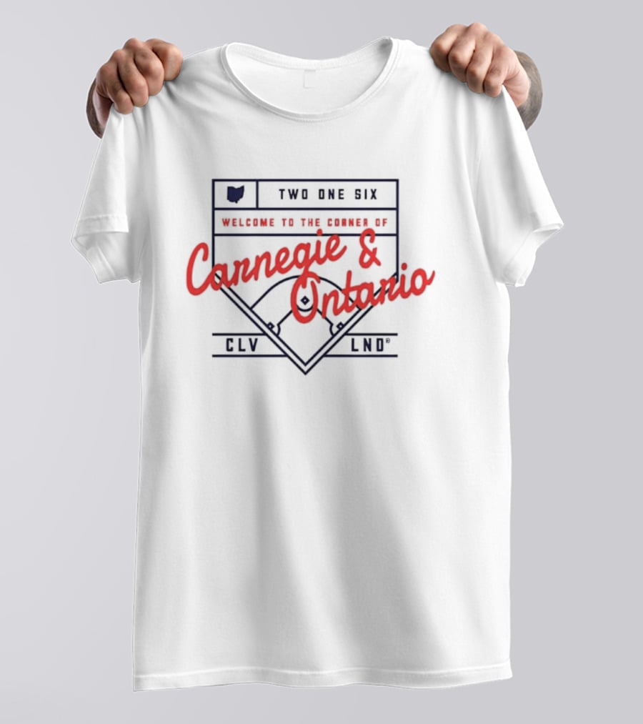 Cleveland Guardians Two One Six Welcome To The Corner Of Carnegie And Ontario T-Shirt