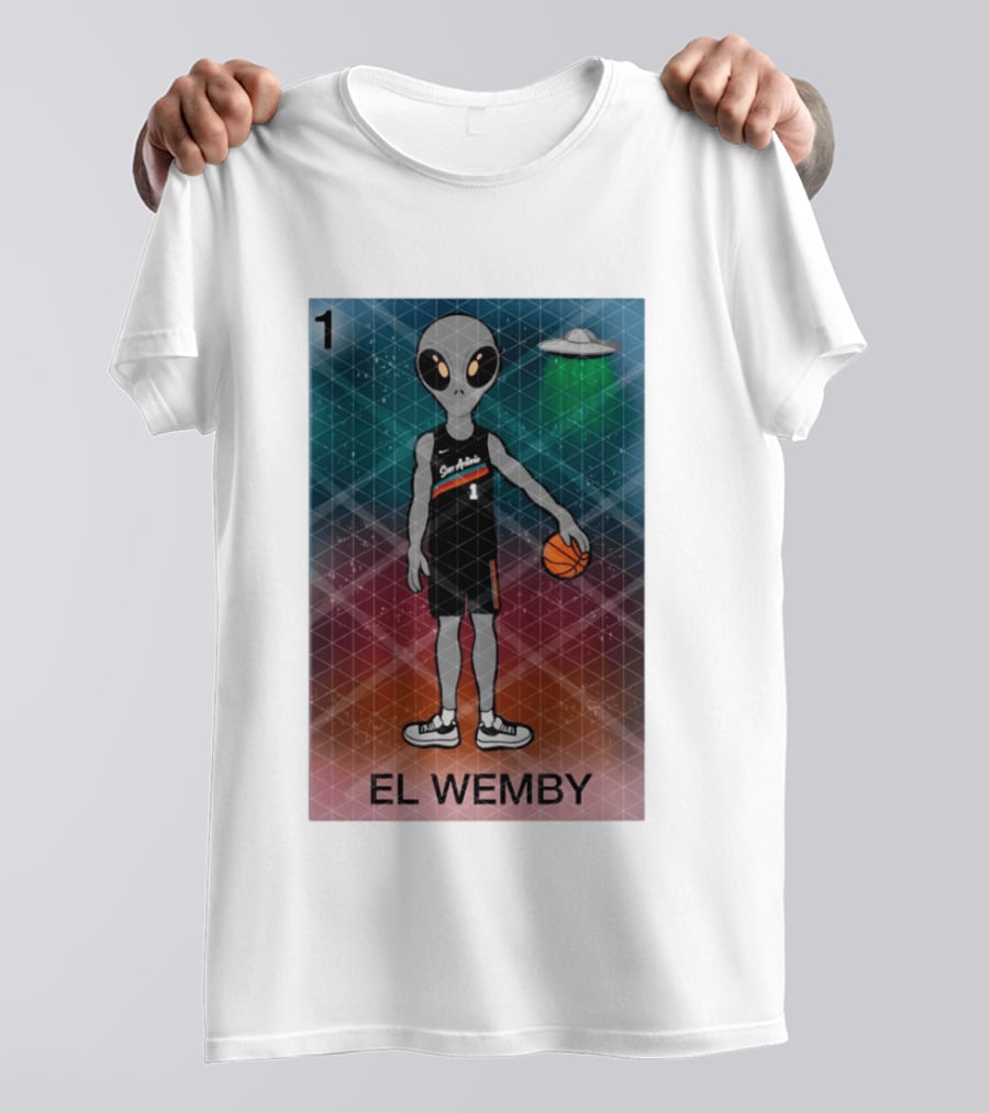 El Wemby Lotería Card Alien Victor Wembanyama San Antonio Spurs Basketball NBA 2026 T-Shirt