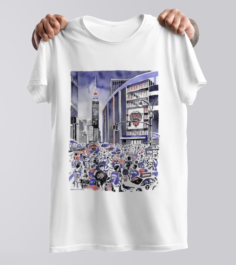 New York Knicks Madison Square Garden Empire State Building Fans Scene T-Shirt