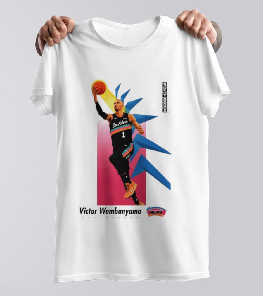 Victor Wembanyama San Antonio Spurs Basketball NBA Skybox 90s Retro Dunking Action T-Shirt