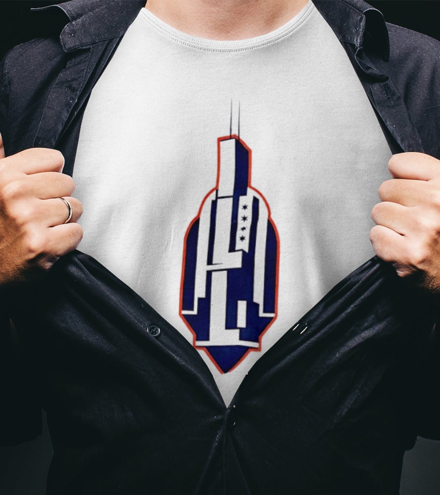 Chicago Skyline Willis Tower Symbol With Flag Stars T-Shirt