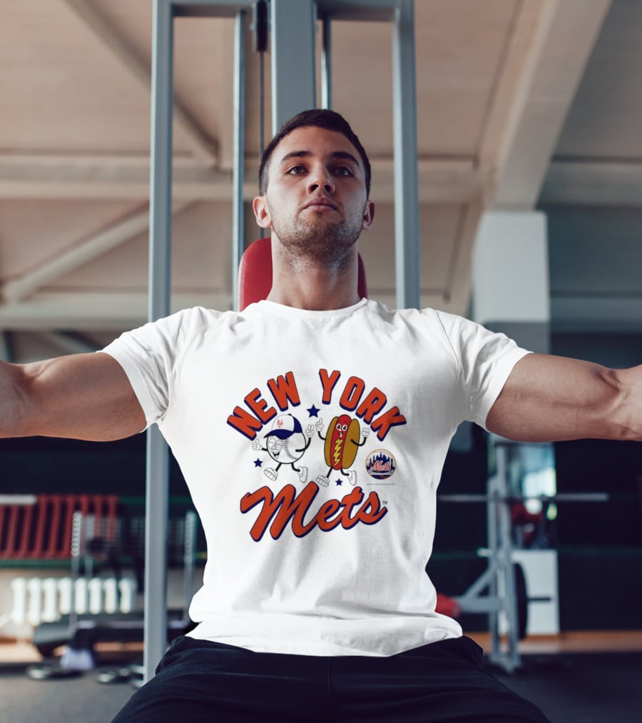 New York Mets Baseball Hot Dog And Baseball Character Animation T-Shirt