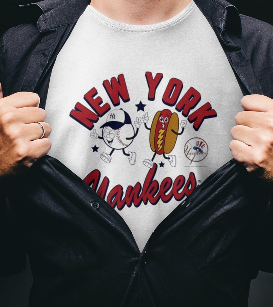 New York Yankees Baseball Hot Dog Snack Mascots Fun T-Shirt