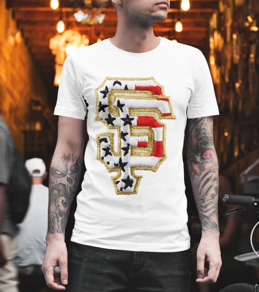 SF Giants Stars And Stripes USA 250 Hat T-Shirt
