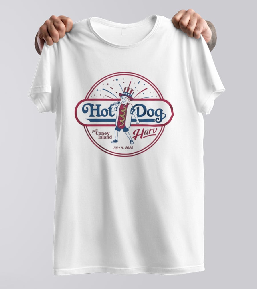 Hot Dog Harv Coney Island July 4 2026 Celebration T-Shirt