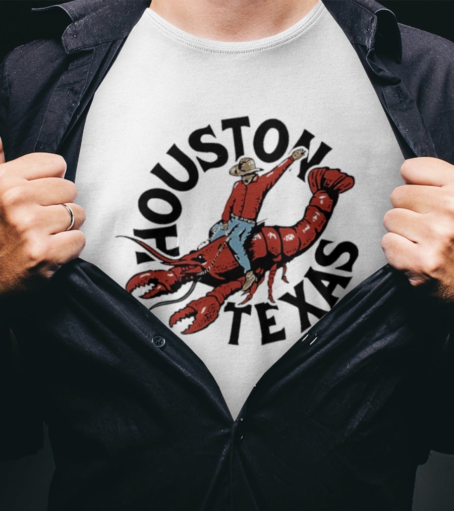 Houston Texas Crawfish Cowboy Riding Effigy T-Shirt