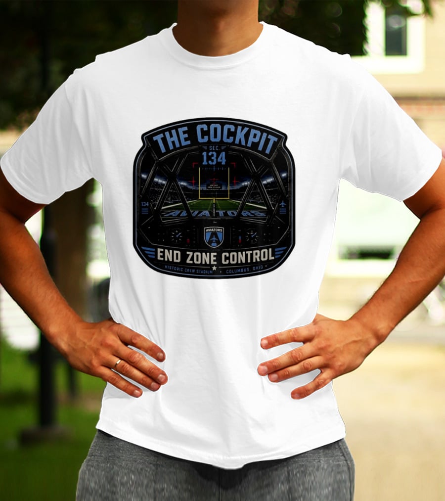 The Cockpit Sec 134 Aviators End Zone Control Historic Crew Stadium Columbus Ohio T-Shirt