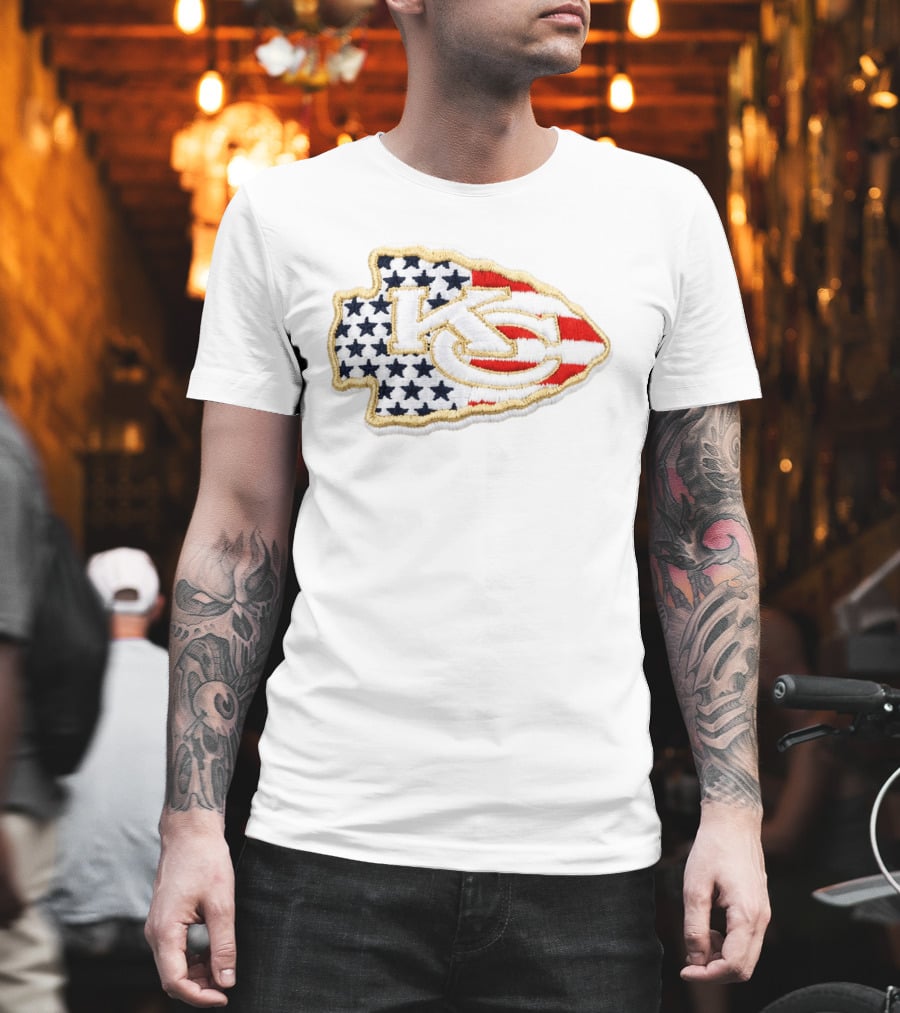 USA 250 Chiefs Stars And Stripes KC Patch T-Shirt